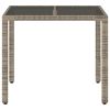Patio Table with Glass Top Gray 35.4"x35.4"x29.5" Poly Rattan