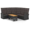 2 Piece Patio Lounge Set with Cushions Black Poly Rattan