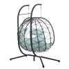2 Persons Egg Chair with Stand Indoor Outdoor Swing Chair Patio Wicker Hanging Egg Chair Hanging Basket Chair with Stand for Bedroom Living Room Balco