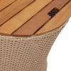 Patio Side Tables 2 pcs with Wooden Top Beige Poly Rattan