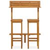 3 Piece Balcony Bar Set Solid Acacia Wood