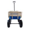 Outdoor Wagon All Terrain Pulling Wood Railing Air Tires Garden Cart