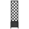 Planter with Trellis Black Solid Wood Fir