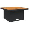 Patio Table Black 31.5"x31.5"x28" Poly Rattan and Acacia Wood