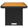Patio Table Black 35.4"x21.7"x28" Poly Rattan and Acacia Wood