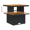 Patio Table Black 31.5"x31.5"x28" Poly Rattan and Acacia Wood