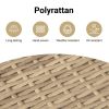 Patio Side Tables 2 pcs with Wooden Top Beige Poly Rattan