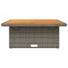 Patio Table Gray 43.3"x43.3"x28" Poly Rattan and Acacia Wood