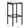 3 Piece Patio Bar Set with Cushions Black