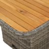 Patio Table Gray 43.3"x43.3"x28" Poly Rattan and Acacia Wood