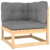 4 Piece Patio Lounge Set with Cushions Solid Wood Pine