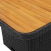Patio Table Black 31.5"x31.5"x28" Poly Rattan and Acacia Wood