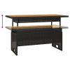 2 Piece Patio Lounge Set with Cushions Black Poly Rattan