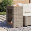 Patio Side Table with Wooden Top Gray 23.6"x15.7"x29.5" Poly Rattan