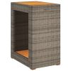 Patio Side Table with Wooden Top Gray 23.6"x15.7"x29.5" Poly Rattan