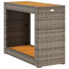 Patio Side Table with Wooden Top Gray 39.4"x15.7"x29.5" Poly Rattan