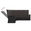 2 Piece Patio Lounge Set with Cushions Black Poly Rattan