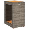 Patio Side Table with Wooden Top Gray 23.6"x15.7"x29.5" Poly Rattan