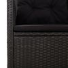 2 Piece Patio Lounge Set with Cushions Black Poly Rattan