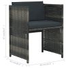3 Piece Bistro Set with Cushions Poly Rattan Gray