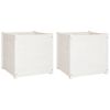 Garden Planters 2 pcs White 23.6"x23.6"x23.6" Solid Wood Pine