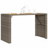 Patio Bar Table with Acacia Wood Top Gray 72.8"x31.5"x43.3" Poly Rattan