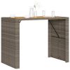 Patio Bar Table with Acacia Wood Top Gray 57.1"x31.5"x43.3" Poly Rattan