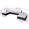 6 Piece Patio Lounge Set with Cushions Poly Rattan Black