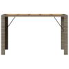 Patio Bar Table with Acacia Wood Top Gray 72.8"x31.5"x43.3" Poly Rattan