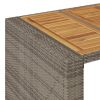Patio Bar Table with Acacia Wood Top Gray 41.3"x31.5"x43.3" Poly Rattan
