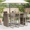 Patio Bar Table with Acacia Wood Top Gray 72.8"x31.5"x43.3" Poly Rattan