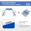 Outsunny Folding Picnic Table with Umbrella Hole, Aluminum Suitcase Portable Outdoor Table with Bench, Patio, Porch or Camping Table and Chair Set