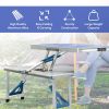 Outsunny Folding Picnic Table with Umbrella Hole, Aluminum Suitcase Portable Outdoor Table with Bench, Patio, Porch or Camping Table and Chair Set
