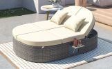 TOPMAX Outdoor Sun Bed Patio 2-Person Daybed with Cushions and Pillows