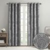 Knitted Jacquard Paisley Total Blackout Grommet Top Curtain Panel(Only 1 Pc Panel