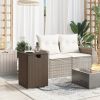 Propane Tank Cover Table Brown 15.7"x15.7"x23.6" Poly Rattan