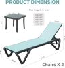 Outdoor Lounge Chair, Aluminum Plastic Patio Chaise Lounge with Side Table & 5 Position Adjustable Backrest & Wheels