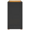 Patio Side Table with Wooden Top Black 39.4"x15.7"x29.5" Poly Rattan