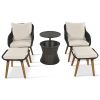 K&K 5 Pieces Patio Furniture Chair Sets, Patio Conversation Set With Wicker Cool Bar Table, Ottomans,Outdoor Furniture Bistro Sets for Porch,Backyard