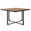 Patio All-Weather PE Wicker Dining Table Set with Wood Tabletop for 8; Black Rattan+Beige Cushion (9-Piece)