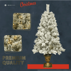 Pre-lit Xmas Tree Artificial Christmas 4-Piece Set (Color: green)
