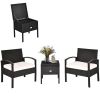 3 Pieces PE Rattan Wicker Sofa Set with Washable and Removable Cushion for Patio