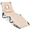 Beach Chaise Lounge Chair with Face Hole and Removable Pillow