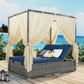 U_Style Adjustable Sun Bed With Curtain,High Comfort,With 3 Colors (Color: as Pic)
