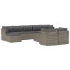 10 Piece Patio Lounge Set with Cushions Gray Poly Rattan