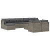 10 Piece Patio Lounge Set with Cushions Gray Poly Rattan