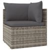 10 Piece Patio Lounge Set with Cushions Gray Poly Rattan