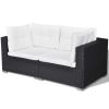 5 Piece Patio Lounge Set with Cushions Poly Rattan Black