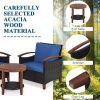 3 Pieces Patio Wicker Furniture Set with Washable Cushion and Acacia Wood Tabletop
