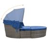 GO Outdoor rattan daybed sunbed with Retractable Canopy Wicker Furniture, Round Outdoor Sectional Sofa Set